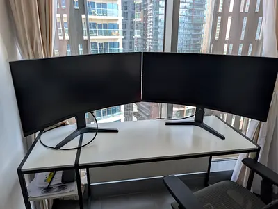 Complete office setup 2x 34 inch curved 4k monitors, ultra wide ideal for work
