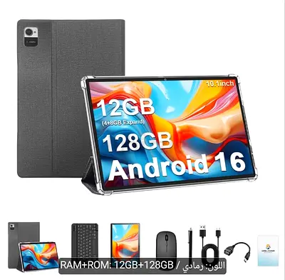 10.1" Android 16 Tablet — 12GB RAM, 128GB Storage, Case + Keyboard + Mouse Used for only one week, b