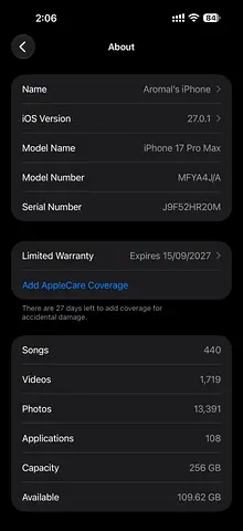 iPhone 17 Pro Max 256GB - Good Condition, UAE