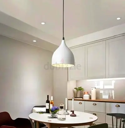 Modern White Pendant Light - Minimal Dining Room Lamp