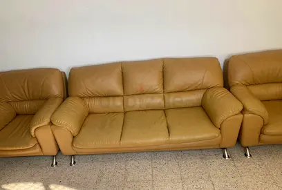 Genuine Leather Sofa Set – 1 Large + 2 Small Sofas price is negotiable