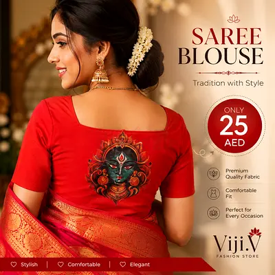 Red Saree Blouse with Goddess