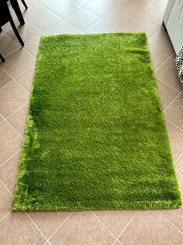 Green shaggy area rug - good condition, 160x230cm (approx)