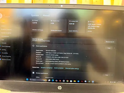 HP Laptop - AMD Ryzen 5, 8GB RAM, 1.35TB Storage, Radeon Vega