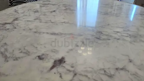 Round white marble coffee table top (used) - 120cm approx
