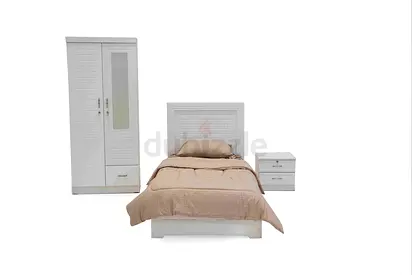 Single Bed with Wardrobe and Nightstand - White Bedroom Set