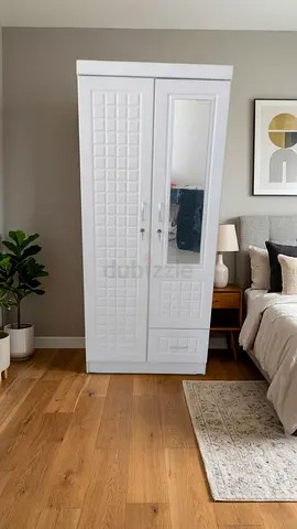 White freestanding wardrobe with mirror - good quality