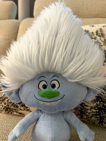 Plush DreamWorks Troll stuffed toy — soft blue character with white hair