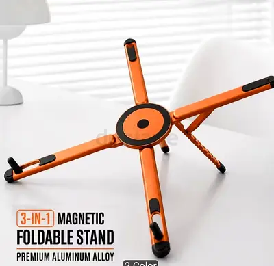 3-in-1 Foldable Magnetic Aluminum Tablet/Phone Stand (Portable)