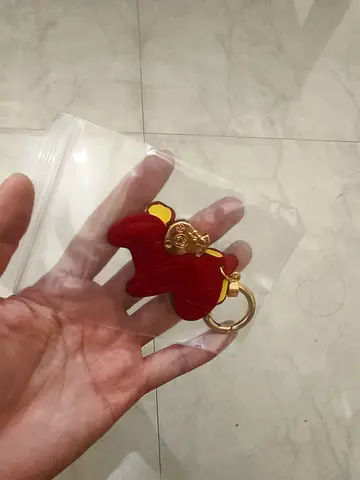 Red lucky horse keychain with gold-tone charm - new