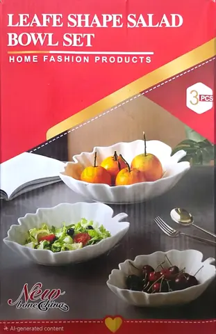 Leaf Shape Salad Bowl Set, 3 Pieces, 8.5", 10", and 11.5"