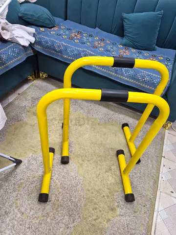 Set of 2 Yellow Parallel Dip/Push-up Bars — Sturdy Home Workout Stands
