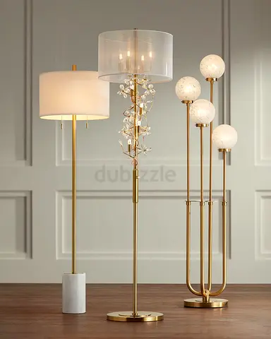 Set of 3 Luxury Modern Golden Floor Lamps - Brand New Combo Pack