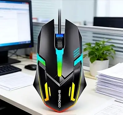 Wired Gaming Mouse, Pc Mouse with RGB Backlight 6 Buttons Adjustable Lightweight for Laptops, PC, Co