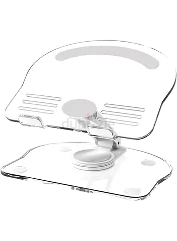 Acrylic Transparent Desktop Tablet Stand Holder with 360 Degree Rotation and Adjustable Folding