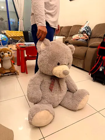 Large Grey Teddy Bear Plush - 1m Soft Stuffed Toy