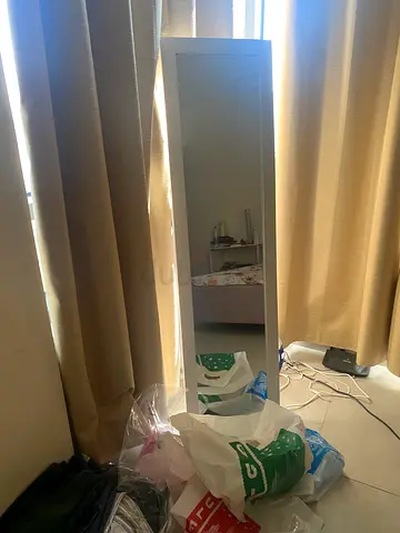 Free-standing Full-Length Mirror Cabinet with Storage (White) - Good Condition