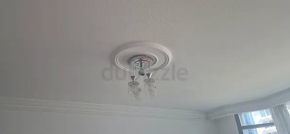 Small decorative ceiling light fixture with glass shades - good condition