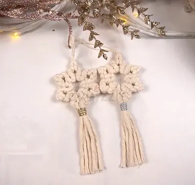 Macrame Christmas star hanging