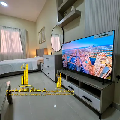 A golden opportunity! Luxurious, fully furnished studio apartment for monthly rent in Mushrif, near