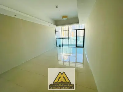 For rent in Julphar Tower, Ajman: 1BR, 2 baths, parking, 1,380 sq ft. AED 42K/year, 6 payments, cheque deposit.