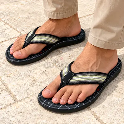 Aerosoft Men’s Flip-Flops – Keyboard Print – Black & Brown – Sizes 39–44