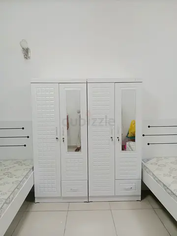White 2-Door Wardrobe with Mirrors - Good Condition