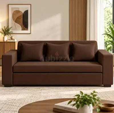 IKEA 3-seater sofa bed in brown fabric - excellent condition