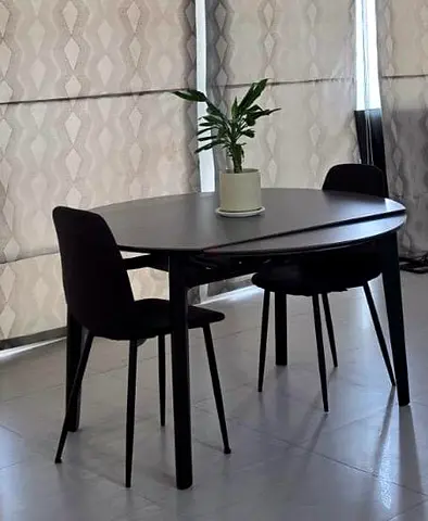 (Great Price) Heavy Marble-top expandable dining table plus 2 black chairs (free)