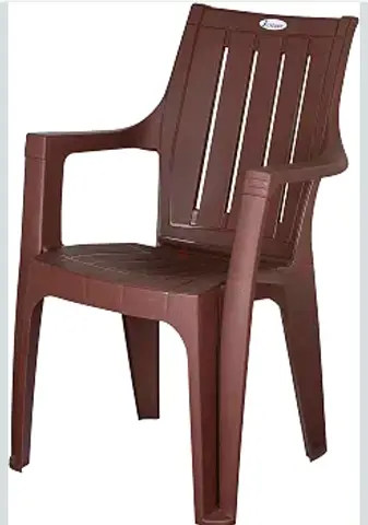 Set of 5 Brown Plastic Armchair with Armrests - Durable Outdoor/Indoor