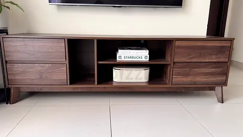 Home Centre Solid wood TV entertainment unit / media console - walnut finish