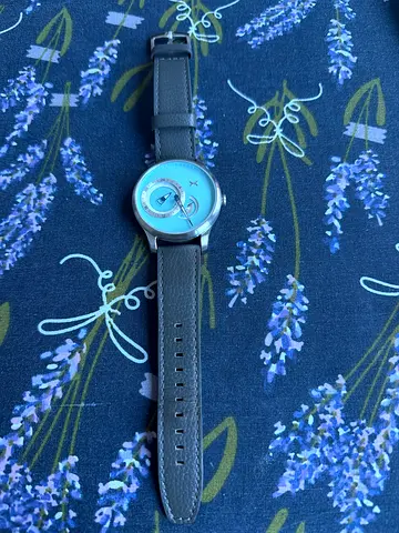 Light blue dial men’s leather strap automatic watch, good condition and limited edition watch.