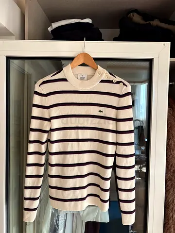 Lacoste L!VE striped knit sweater, size 36 (approximately women's XS/S) - Flawless