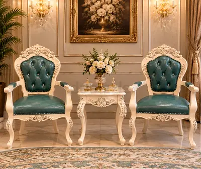 2 elegant chairs and table