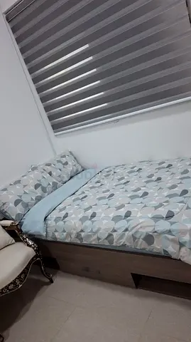 Single and half bed frame with mattress and bedding - good conditionthe wood is zan high quality