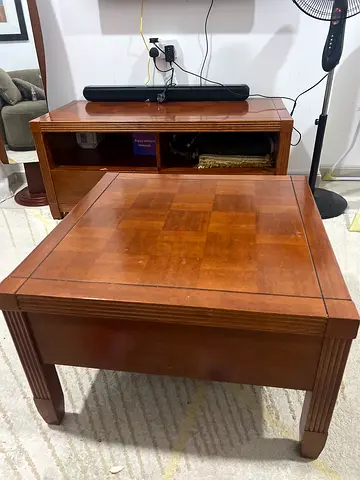 Solid Wood Coffee Table with Storage Shelf - Good Condition