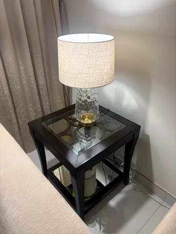 Wooden side tables/nightstand with drawers and brass handles