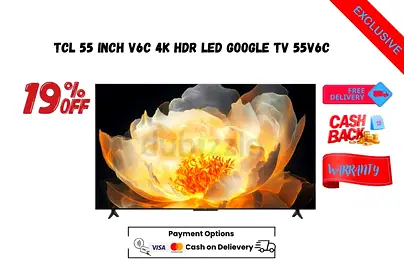 TCL 55 Inch V6C 4K HDR LED Google TV 55V6C-Free delivery-Warranty