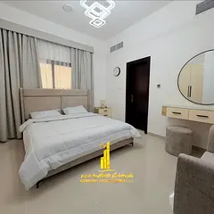 Fully furnished 2-bedroom apartment with a living room available for monthly rent in Ajman. Includes