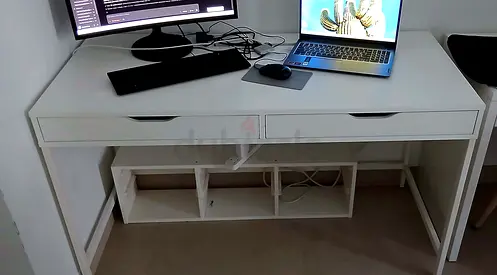 IKEA ALEX desk 132cm + shelf + MILLBERGET chair — 450 AED