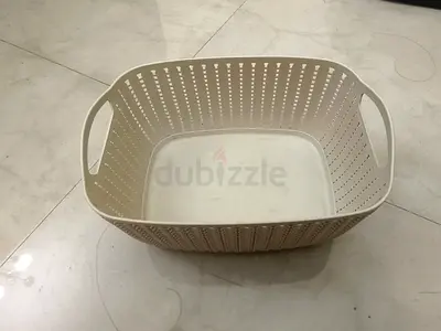 Plastic Ventilated Storage Basket with Handles - White