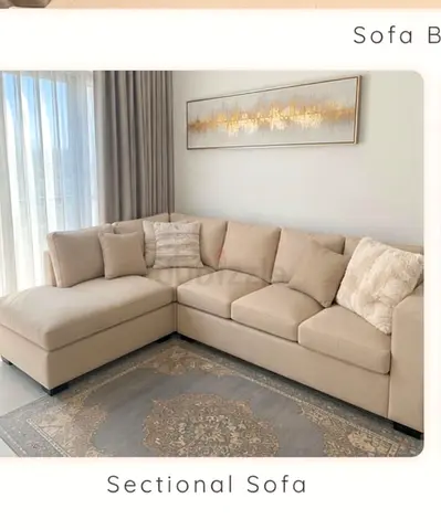 Beige L-shaped Sectional Sofa — Excellent Condition 2 1/2 year/Single-person household