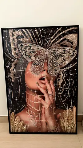 Framed Glitter Butterfly Portrait Artwork - Large Decorative Print