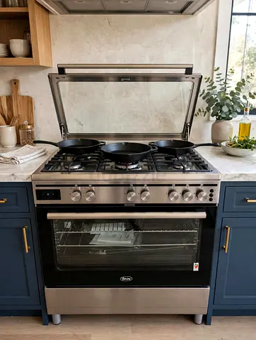 Stainless Steel 5-Burner Gas Range with Oven - Good Condition