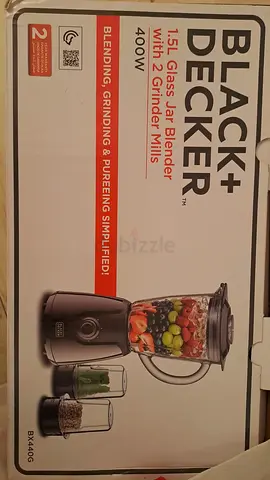 Black+Decker 1.5L Glass Jar Blender with 2 Grinder Mills - 400W (BX440G)