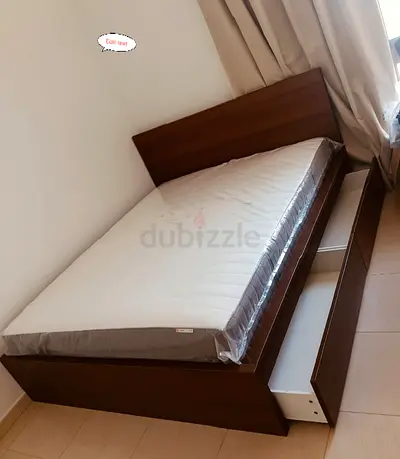 IKEA Malam king size 180×200cm bed frame with IKEA mattress and 2 big storage drawers underneath is