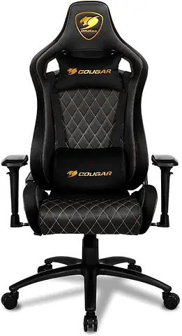 Cougar Racing-Style Ergonomic Gaming Chair - Black with Lumbar & Headrest