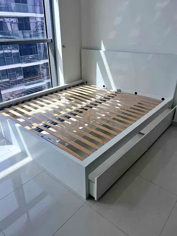 Ikea Malam king size bed with mattress and storage drawers