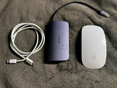 Apple Magic Mouse + UGREEN USB-C Hub + Lightning Cable — Good Working Condition