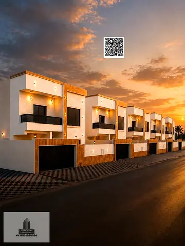 Villa for sale in Ajman, Al Helio area. 5 master bedrooms, majlis, living room, and maid's room. Bank financing available.